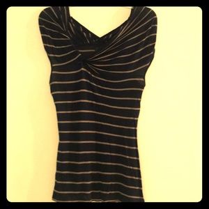 Anthropologie Deletta Navy and Tan Top, Size Small